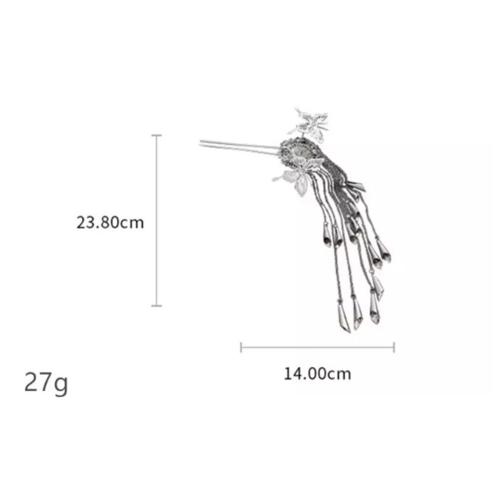Elegant Silver Butterfly Tassel Hair stick Statement Updo‎ Accessory new - Picture 6 of 6